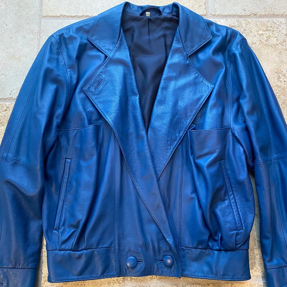 PENTIK Genuine Leather Jacket Blue